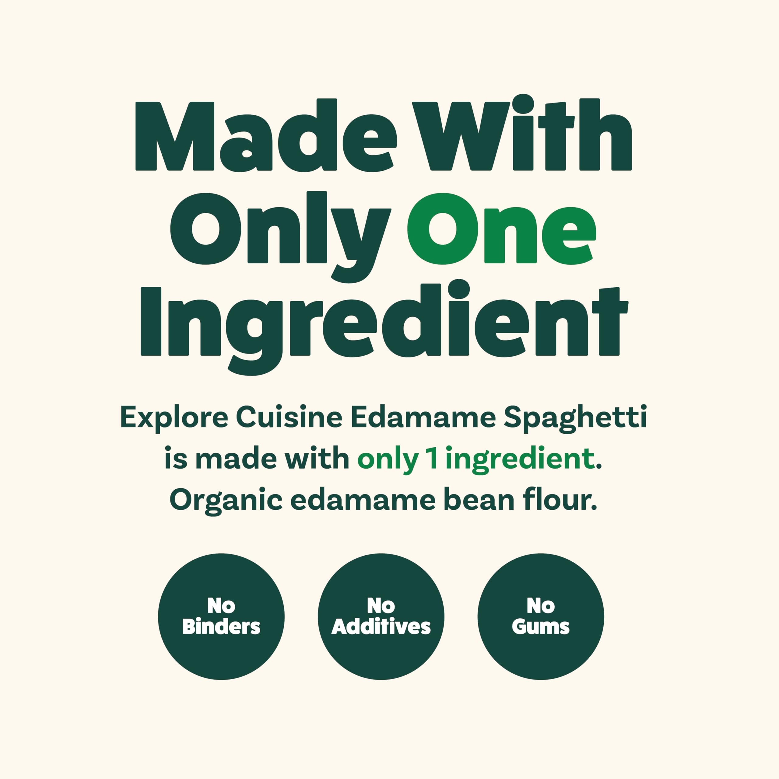 Ingredients list features edamame and rice flour in Explore Cuisine pasta