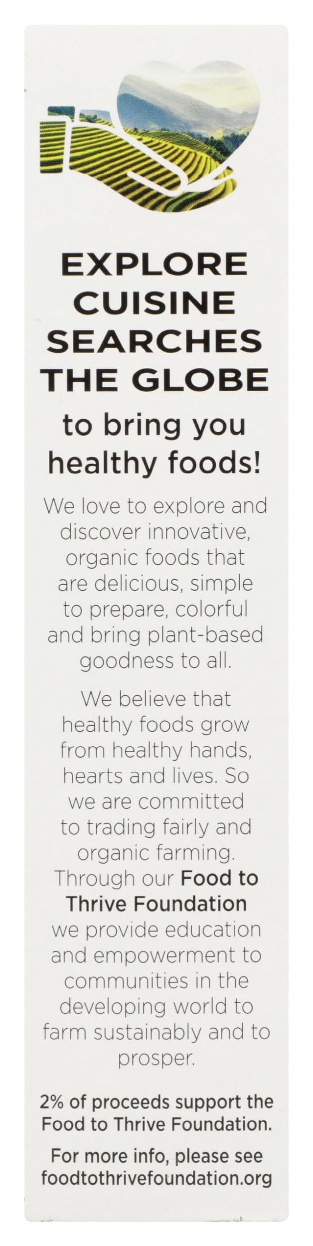 EXPLORE CUISINE Edamame Spaghetti nutrition panel — high protein and fiber.
