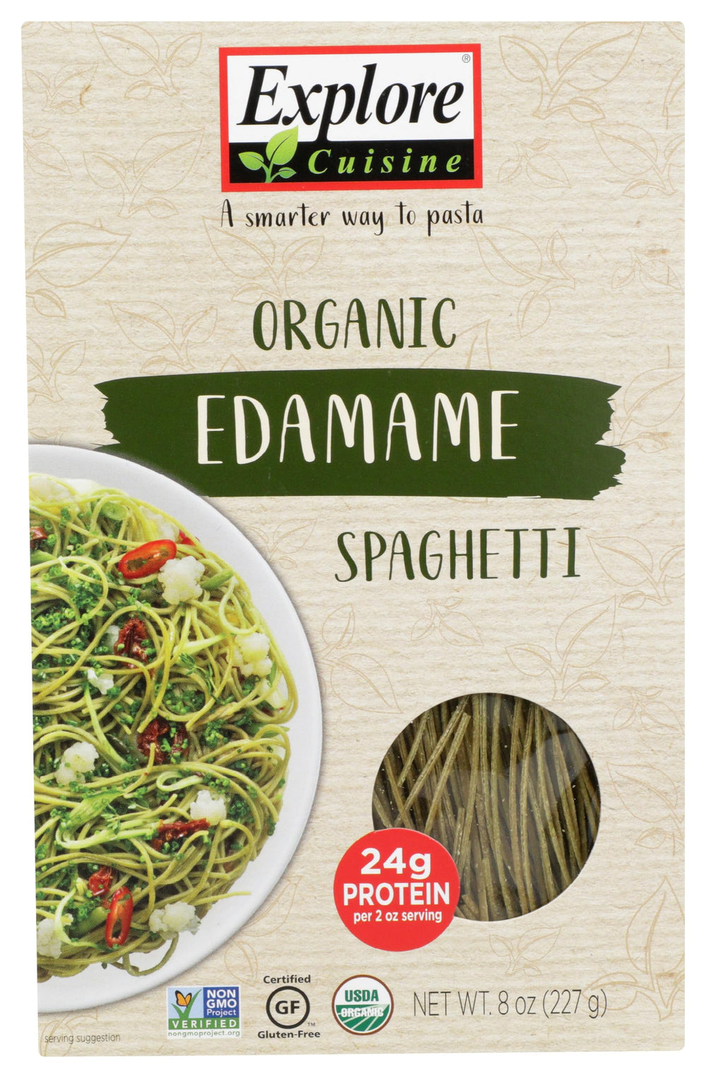 EXPLORE CUISINE Edamame Spaghetti pack — organic, plant-based protein.