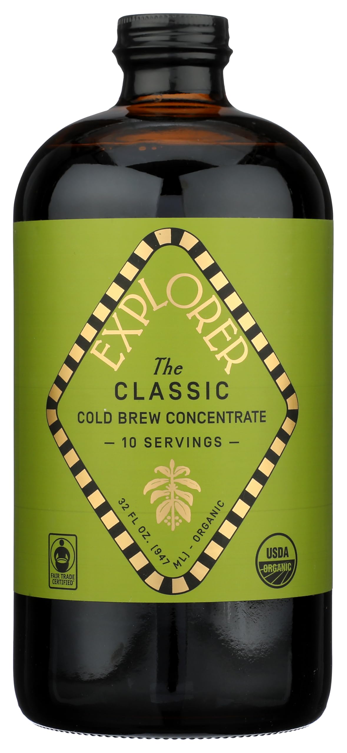 Explorer Cold Brew Classic concentrate bottle front showing 32 oz size for at-home brewing.