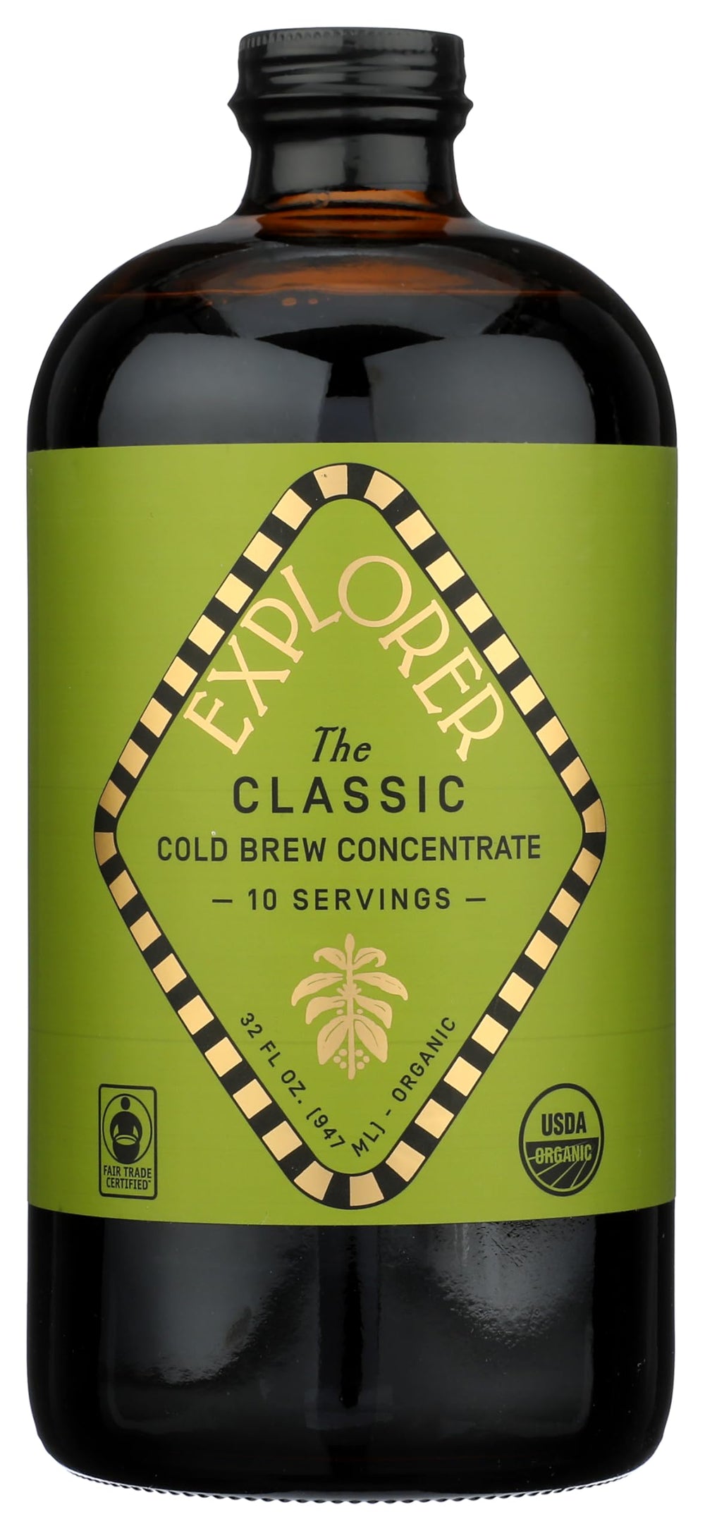 Explorer Cold Brew Classic concentrate bottle front showing 32 oz size for at-home brewing.