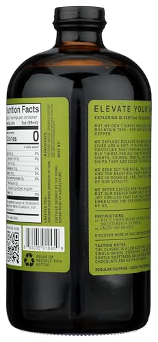 Closeup of Explorer Cold Brew Classic concentrate label and ingredients.