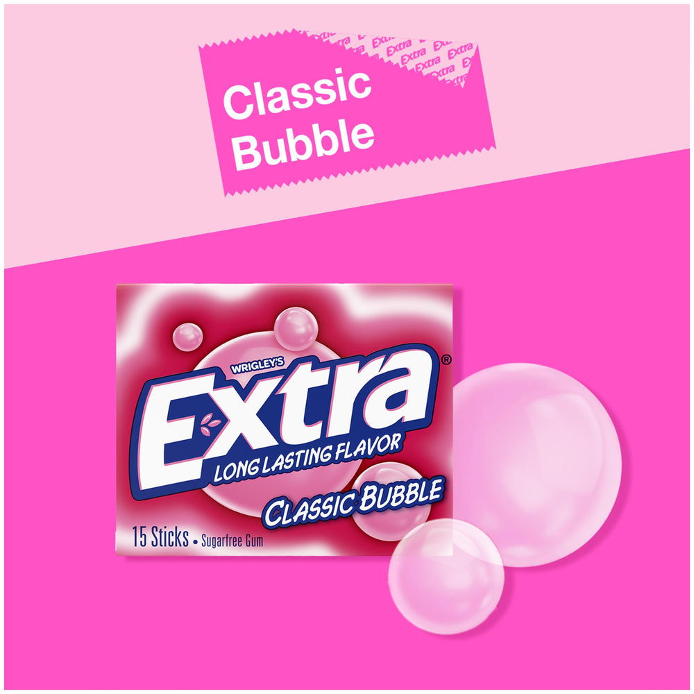 Extra Bubble Gum individually wrapped pieces ideal for sharing.