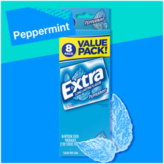 EXTRA Gum Peppermint individual-pack showcases convenient, sugar-free sticks for on-the-go minting.