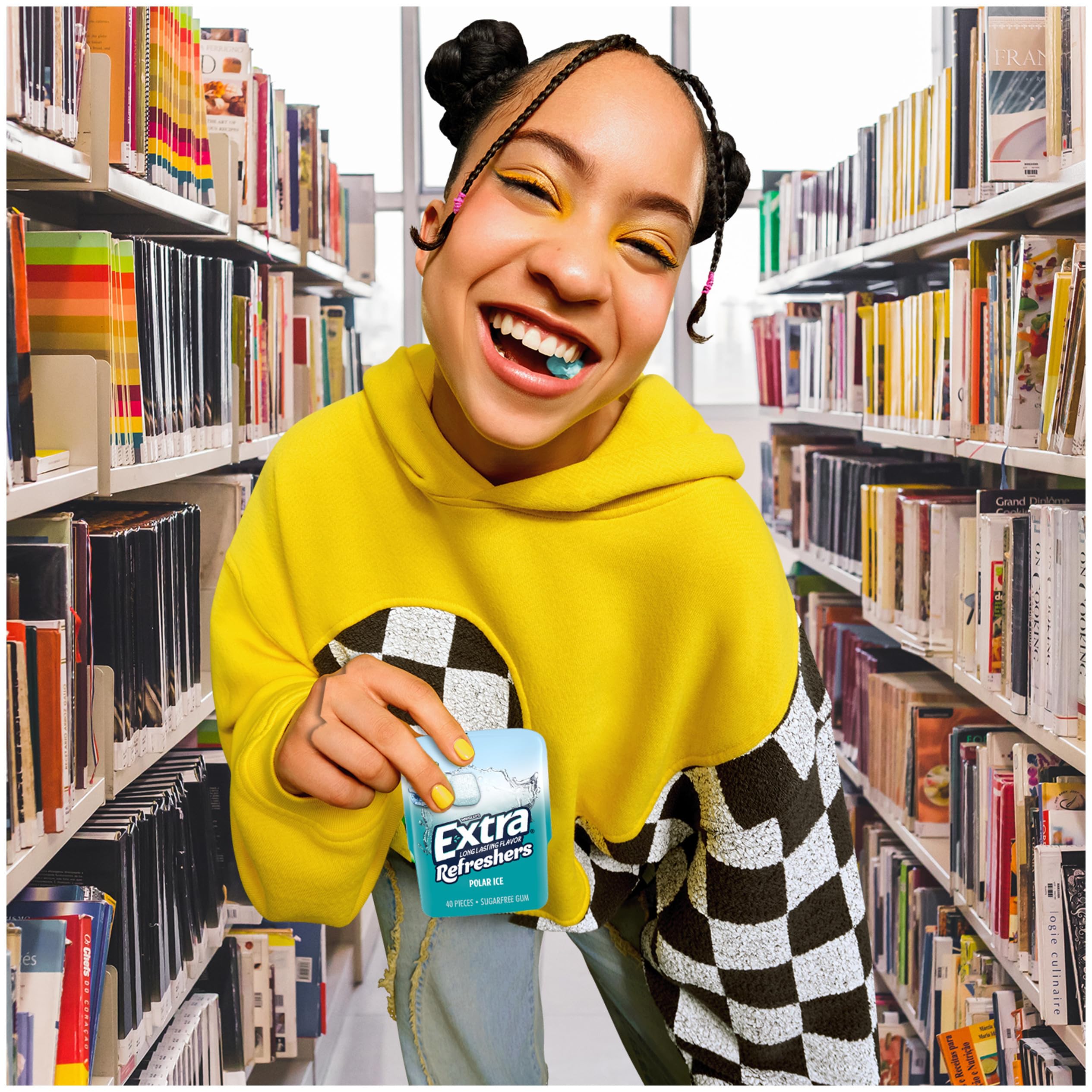 Extra Gum Refreshers Polar Ice crisp flavor and minty crunch brighten workouts and meetings.
