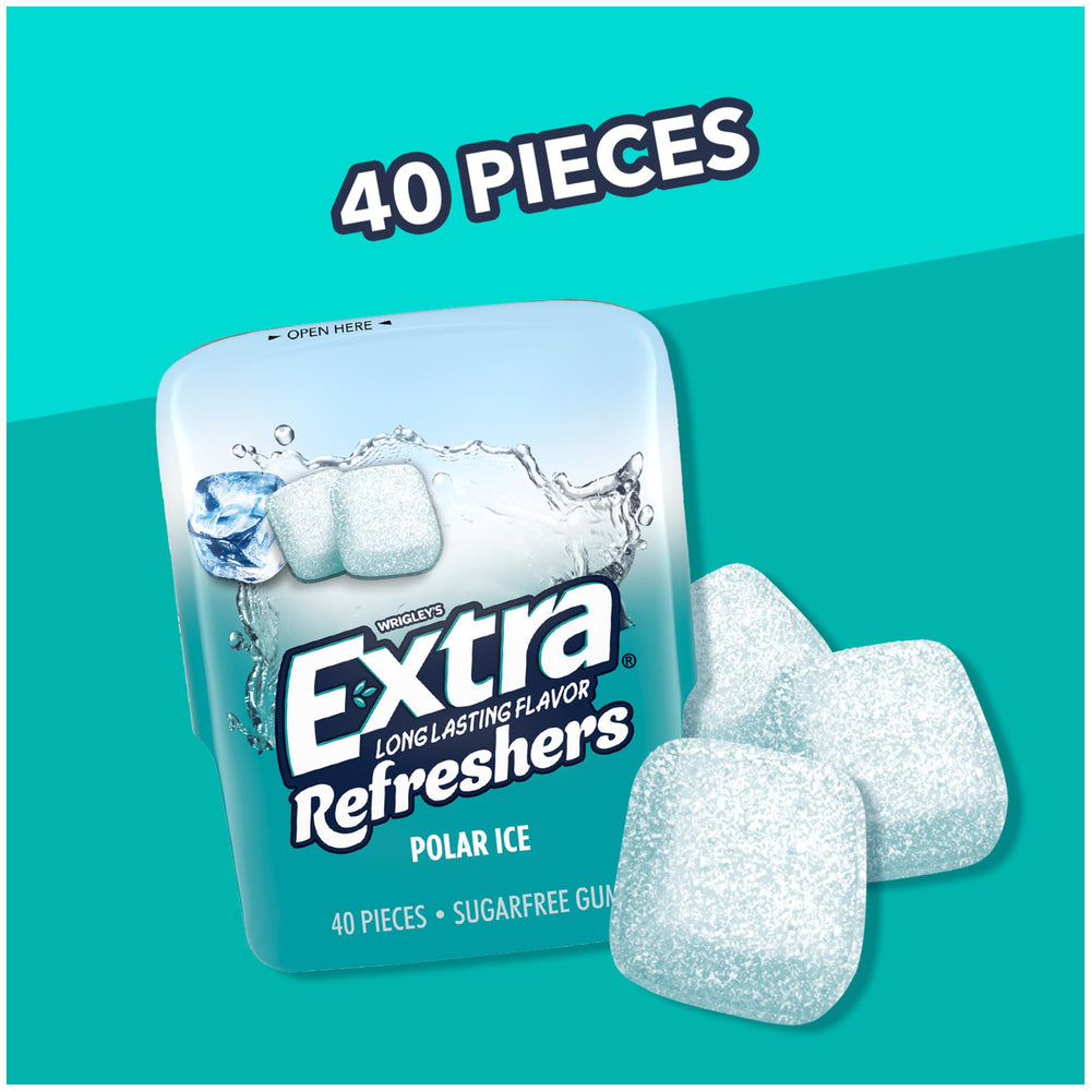 Extra Gum Refreshers Polar Ice four-bottle bulk pack ideal for desk, car, and purse.