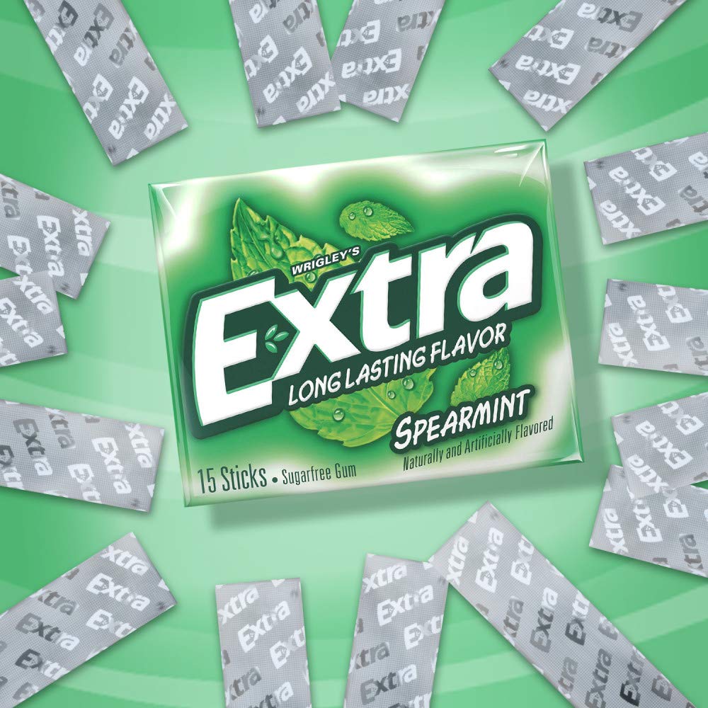 Extra spearmint pack sits on a desk for study or work breath refresh.