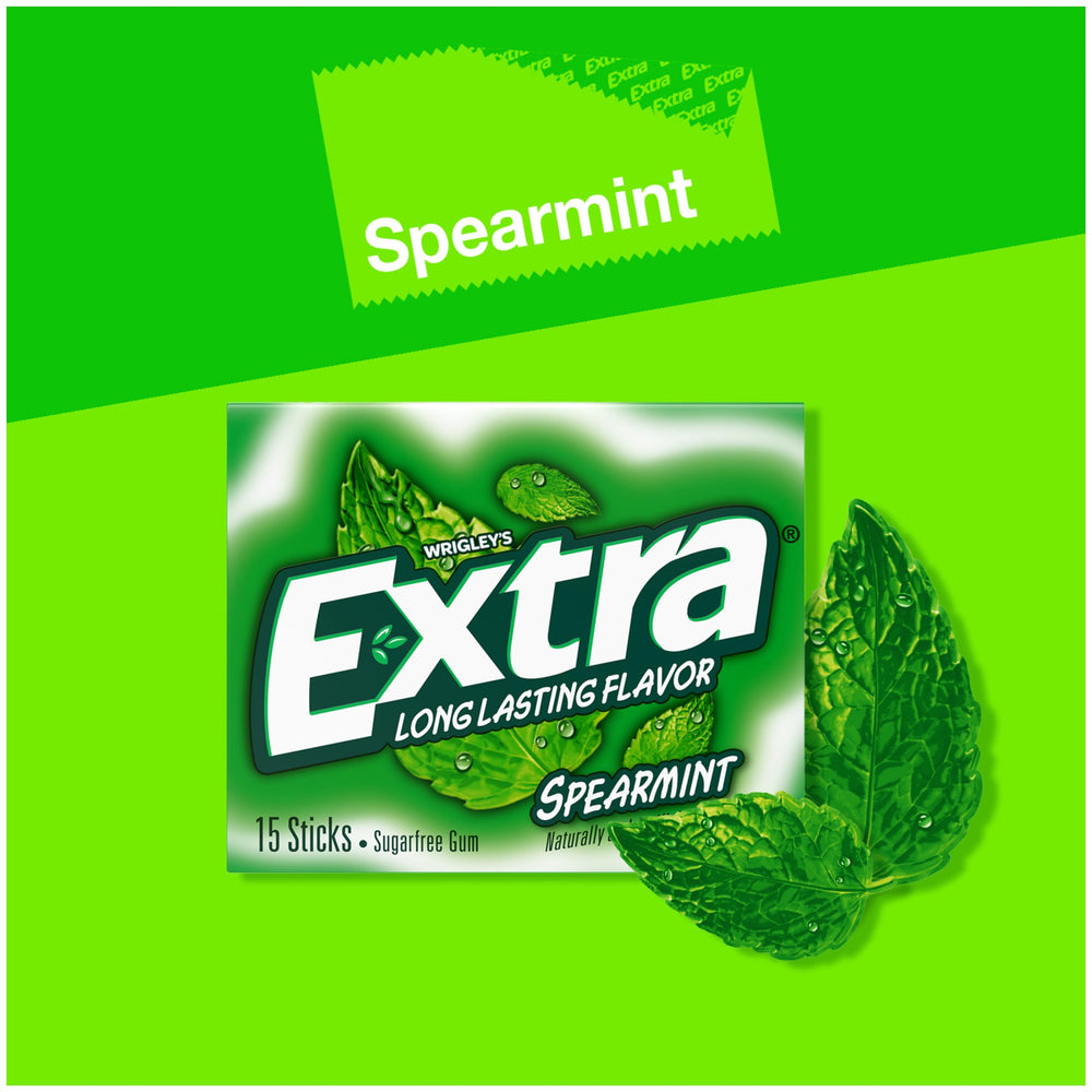Wrapped sticks of Extra spearmint gum ready for quick use and minty refresh.
