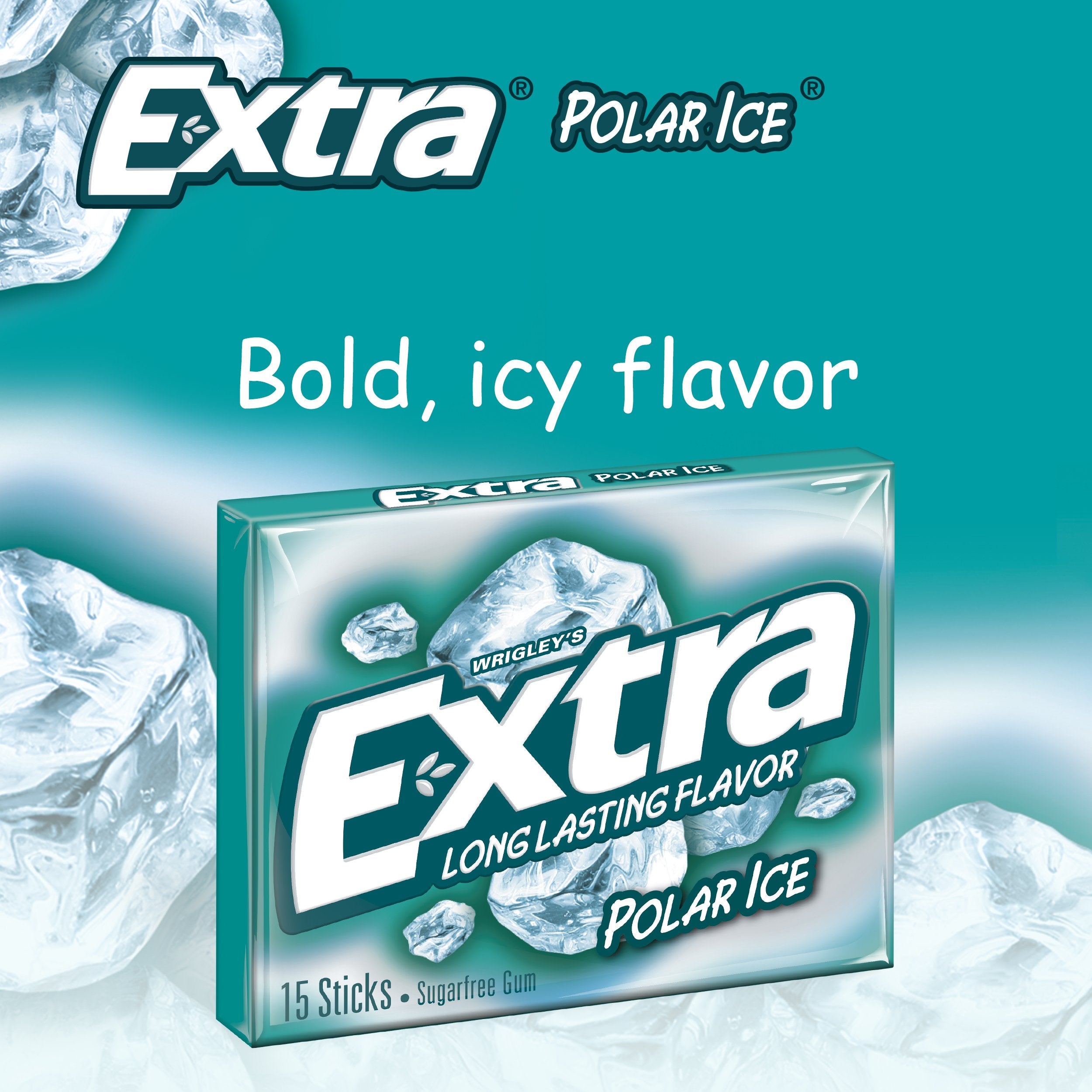 Intense mint from EXTRA Polar Ice delivering a cooling sensation.
