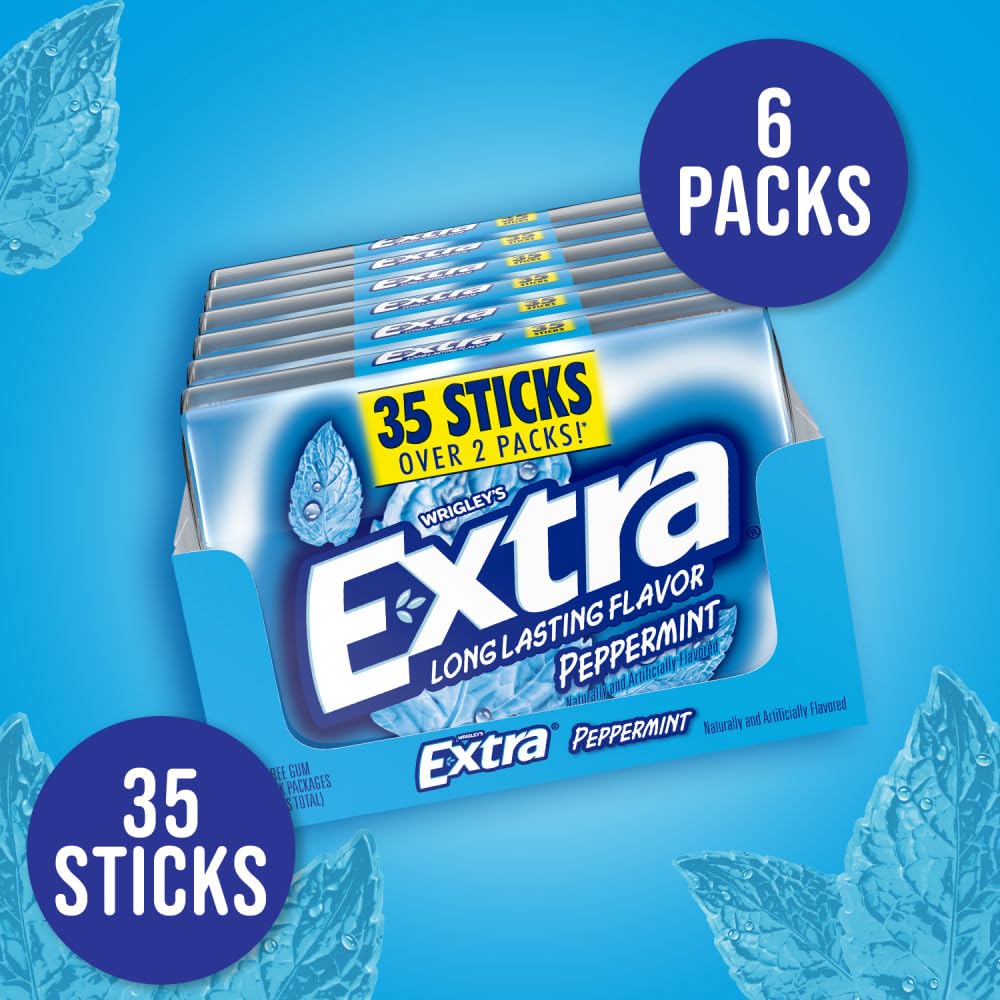 EXTRA Peppermint gum scene with multiple packs for sharing on trips.