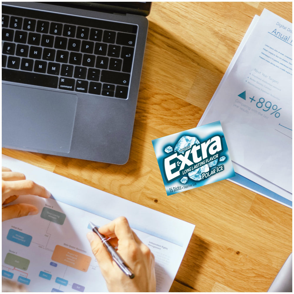 EXTRA Polar Ice gum at the office for fresh breath during meetings