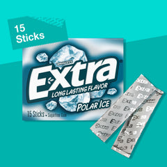 Extra Polar Ice gum packaging display emphasizes easy dispensing.