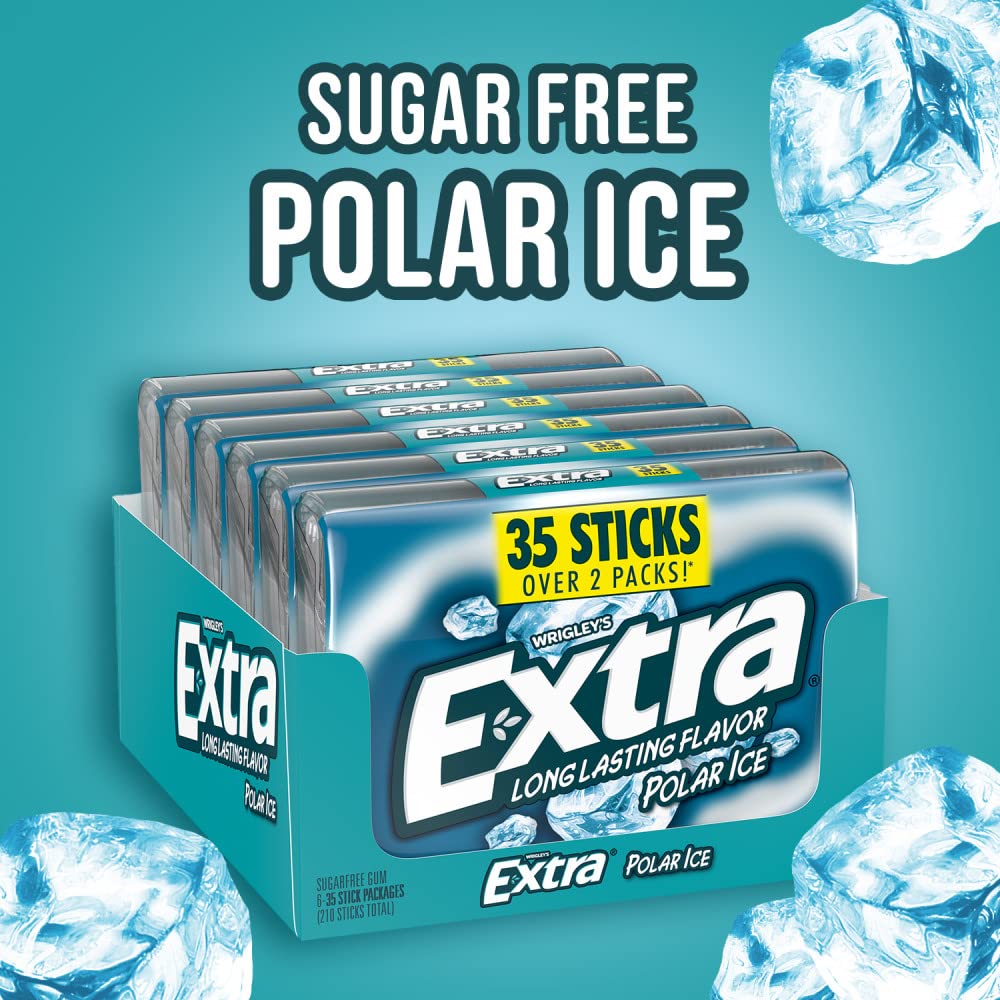 EXTRA Polar Ice gum sticks close-up highlighting refreshing mint flavor
