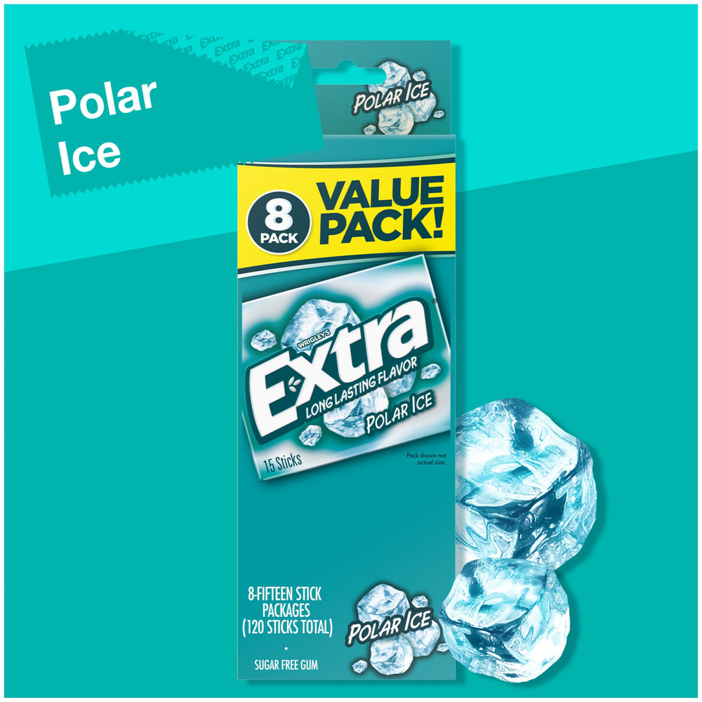 Extra Polar Ice sugar-free mint gum preserves breath confidence.