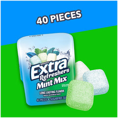 Extra Refreshers Mint Mix Gum icy spearmint flavor beads in a pack.