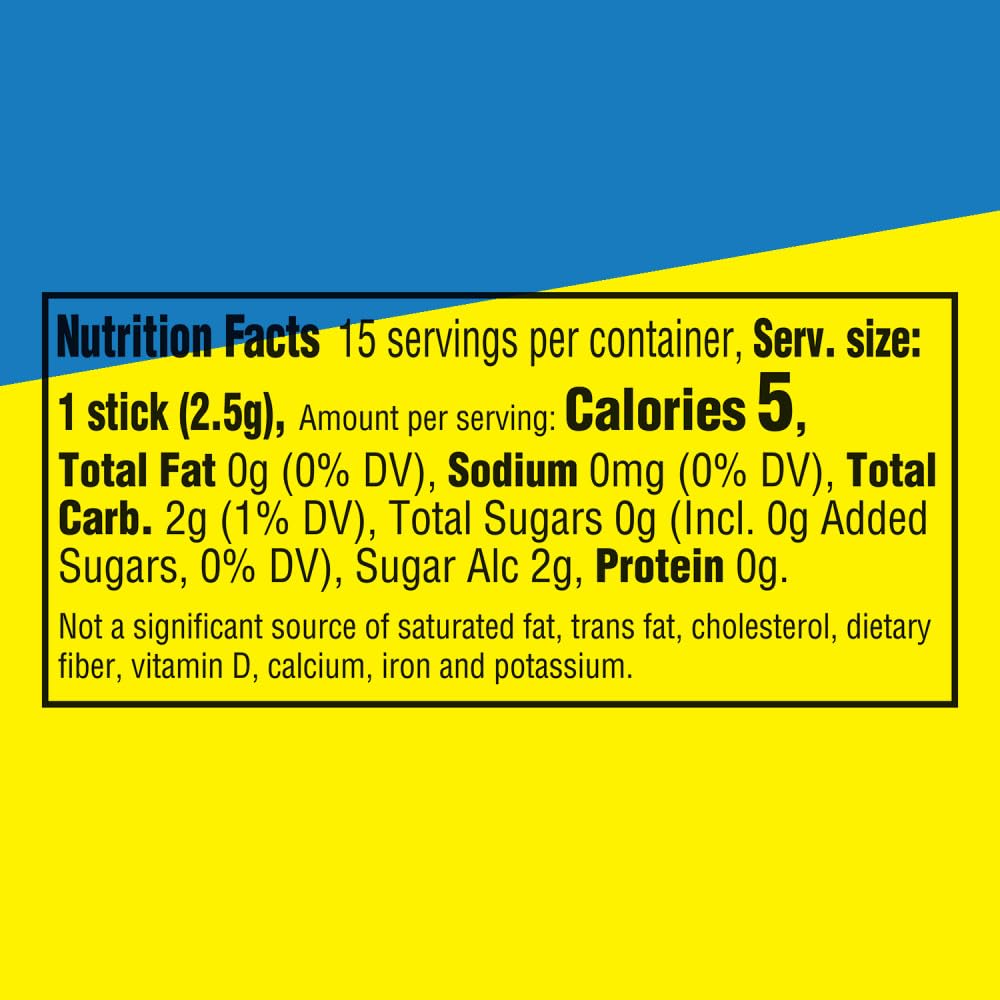 Front view of Extra Sours Blue Raspberry pack showing flavor and branding, sugar-free.