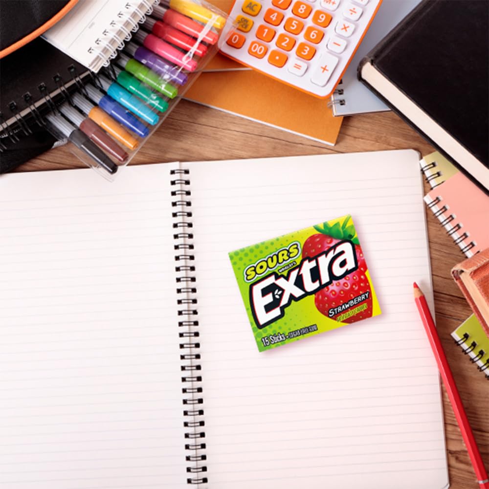 Extra Sours Strawberry flavor notes evoke tart fruit zest.