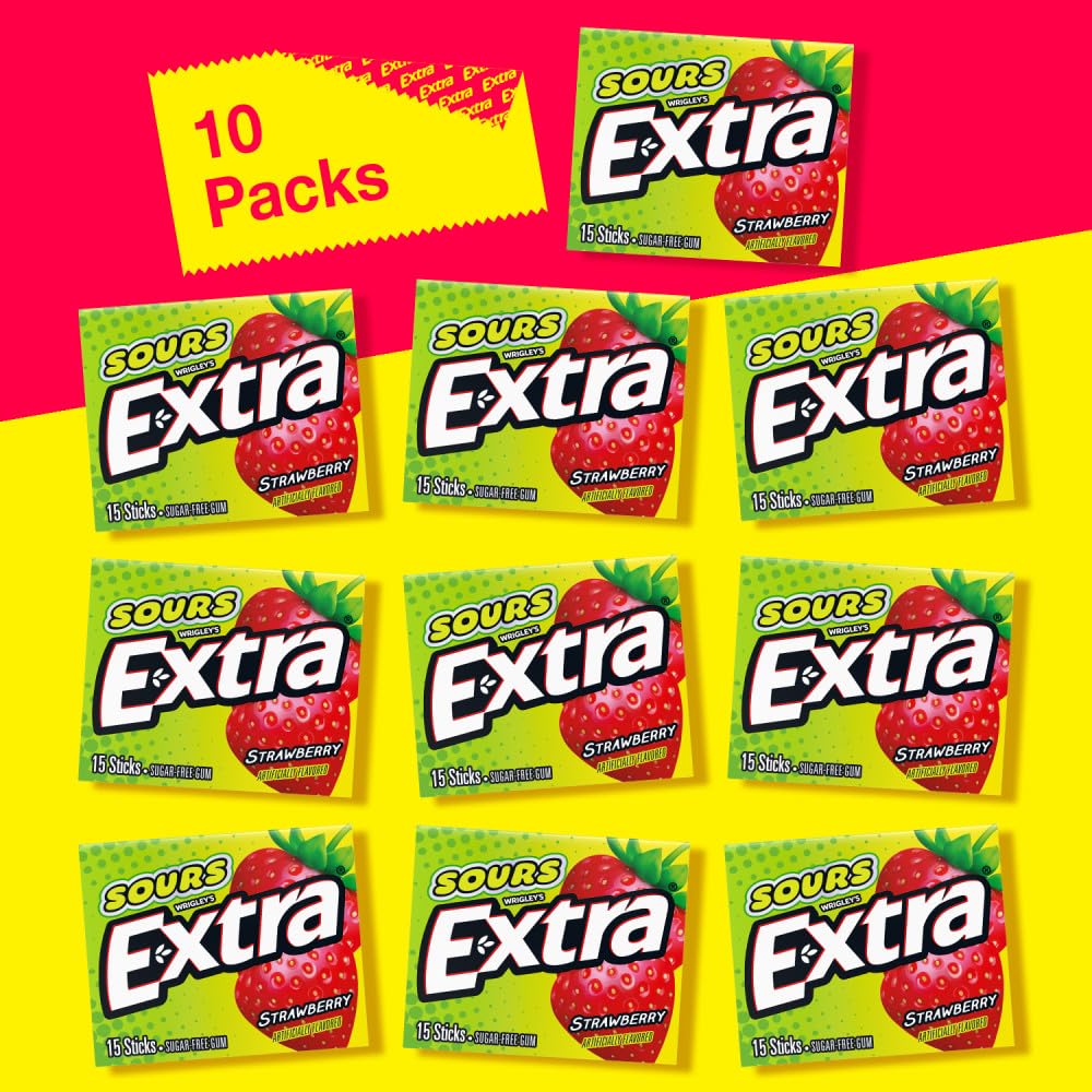 Extra Sours Strawberry refreshing bite after meals, quick breath boost.