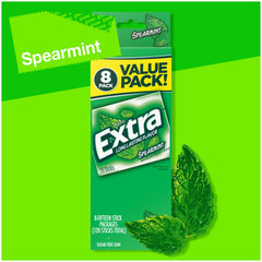 Bright spearmint freshness with Extra Gum and mint leaves.