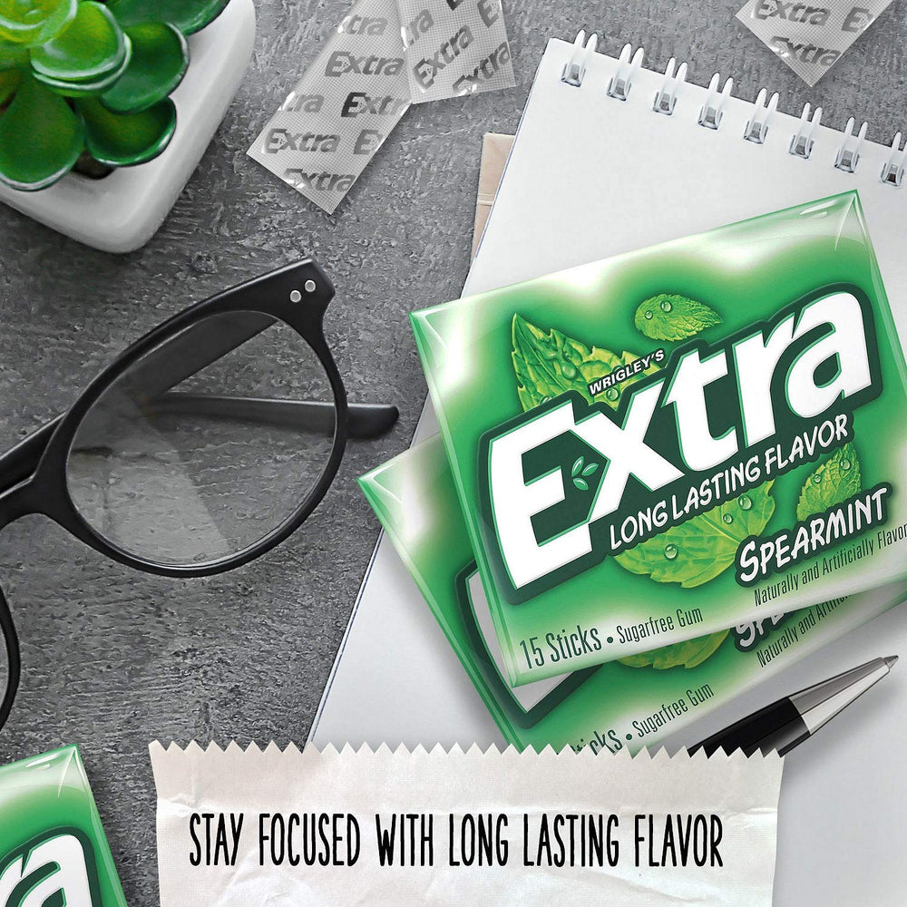 Sharing moment image featuring Extra Spearmint gum for social occasions.