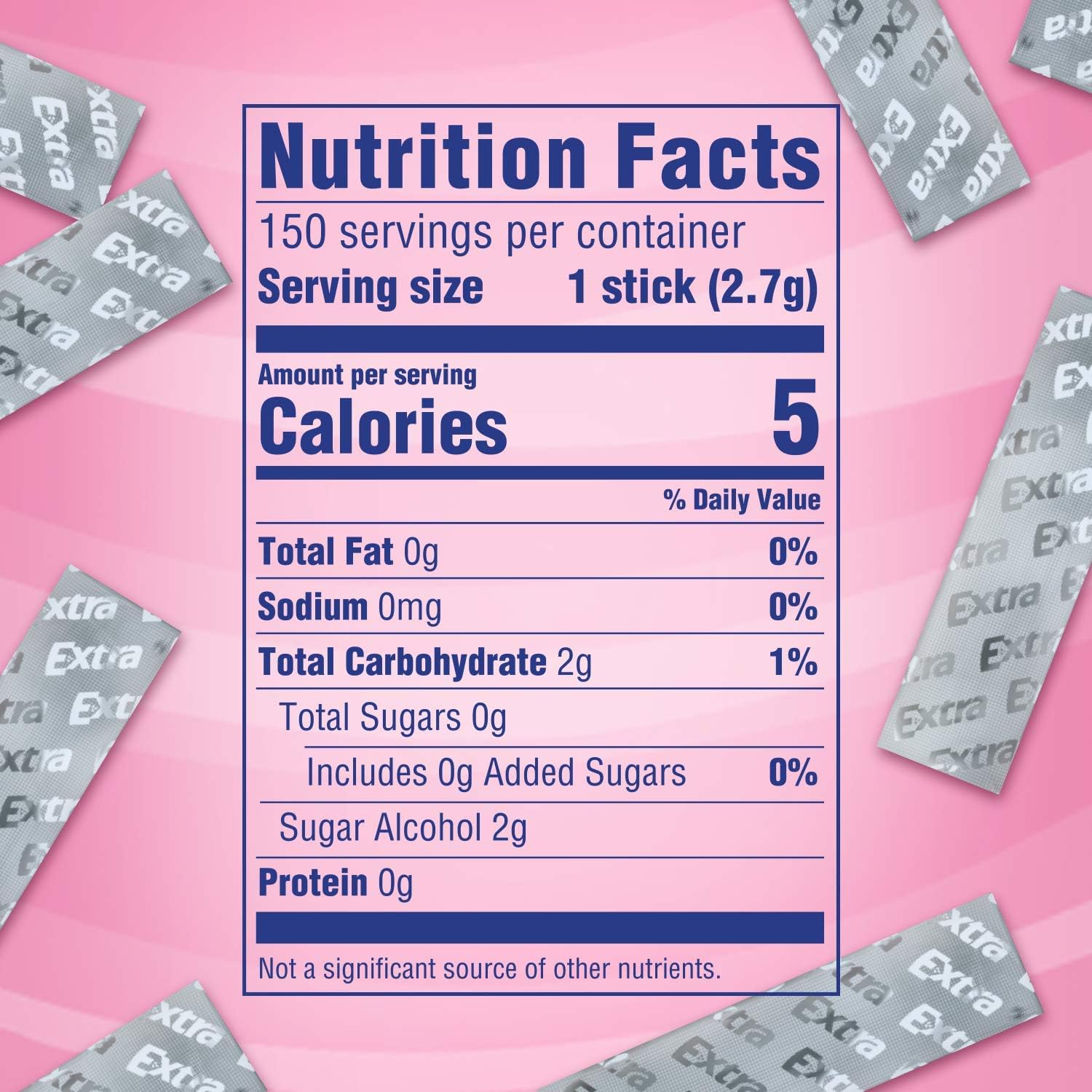 Extra Sugar Free Gum Classic Bubble label detail reinforces brand recognition