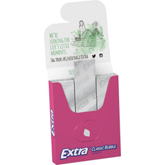 Extra Sugar Free Gum Classic Bubble packaging label closeup highlights gluten-free option