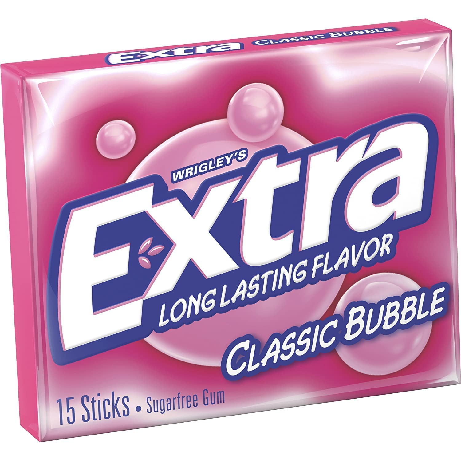Extra Sugar Free Gum Classic Bubble slim pack stack highlights convenient option