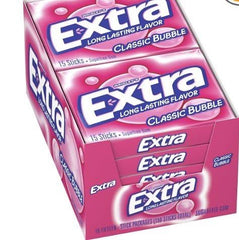 Extra Sugar Free Gum Classic Bubble stick closeup reveals mint aroma