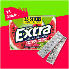 EXTRA Watermelon sugar-free gum inside foil wrap highlighting flavor