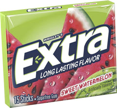 Extra Sugar-Free Watermelon Gum stick close-up highlighting long-lasting flavor