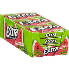 Extra Sweet Watermelon Sugar-Free Gum pack shot showing 12 packs for convenient sharing