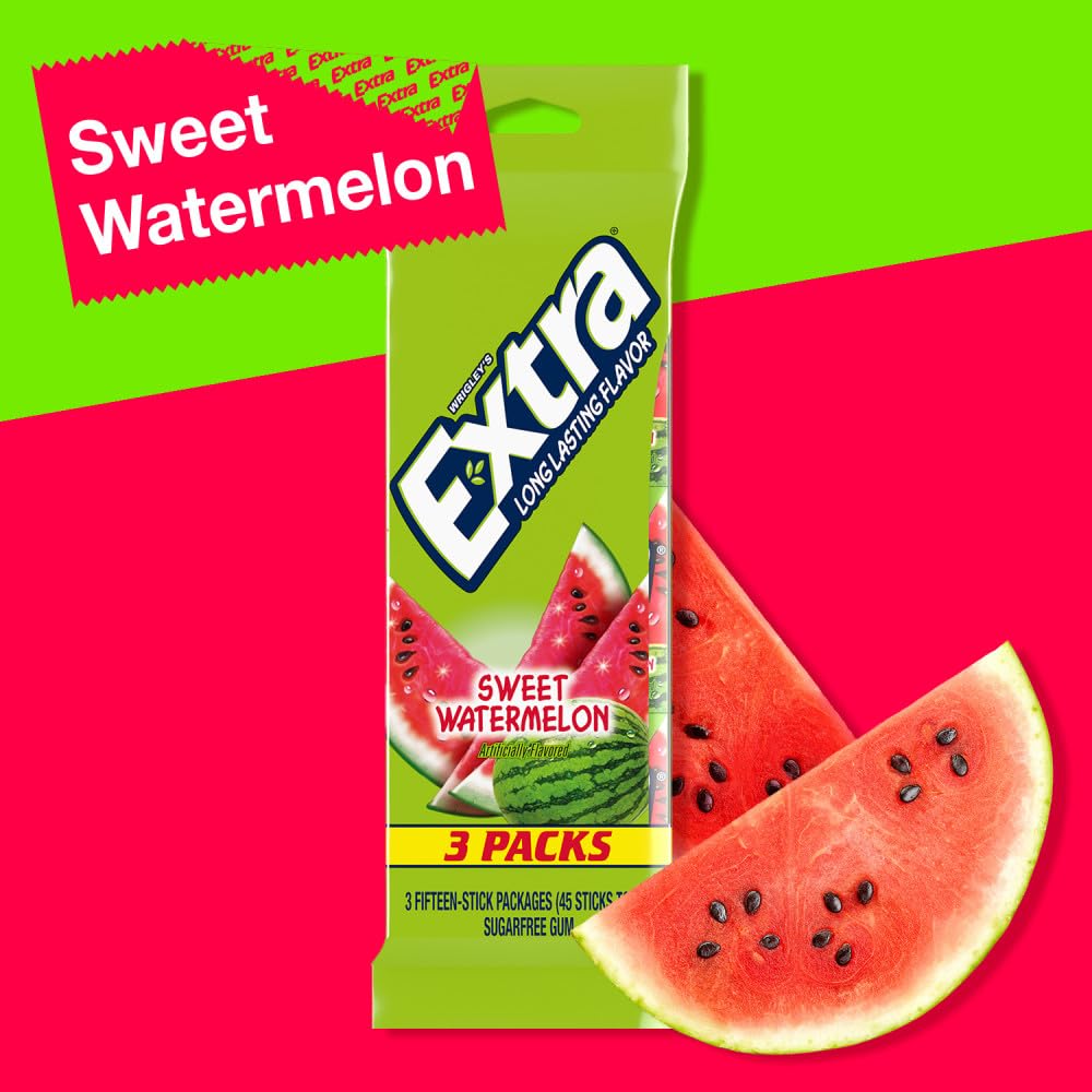 Extra Watermelon Sugar-Free Gum open pack shows convenient sharing.