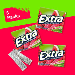Extra Watermelon Sugar-Free Gum piece out reveals juicy flavor.