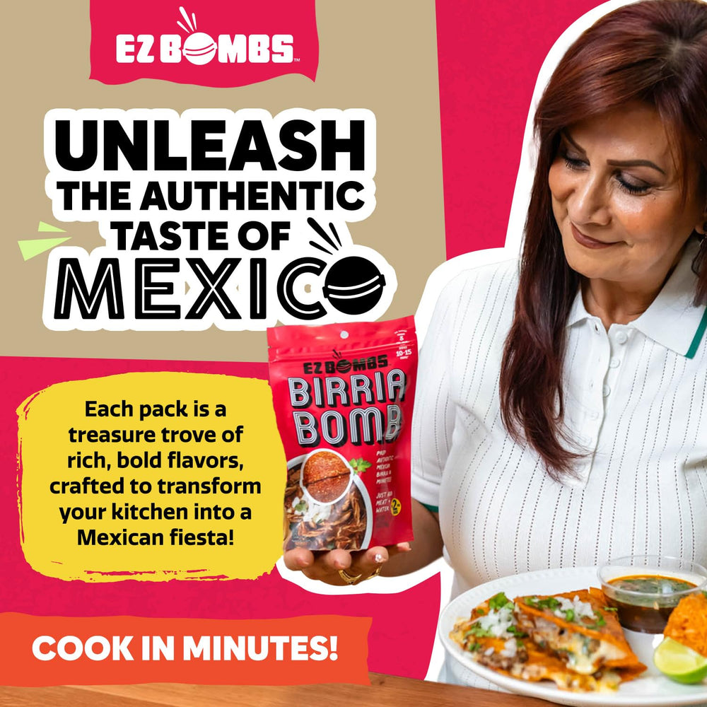 EZ Bombs Birria Bomb meat simmer captures rich birria-inspired aroma