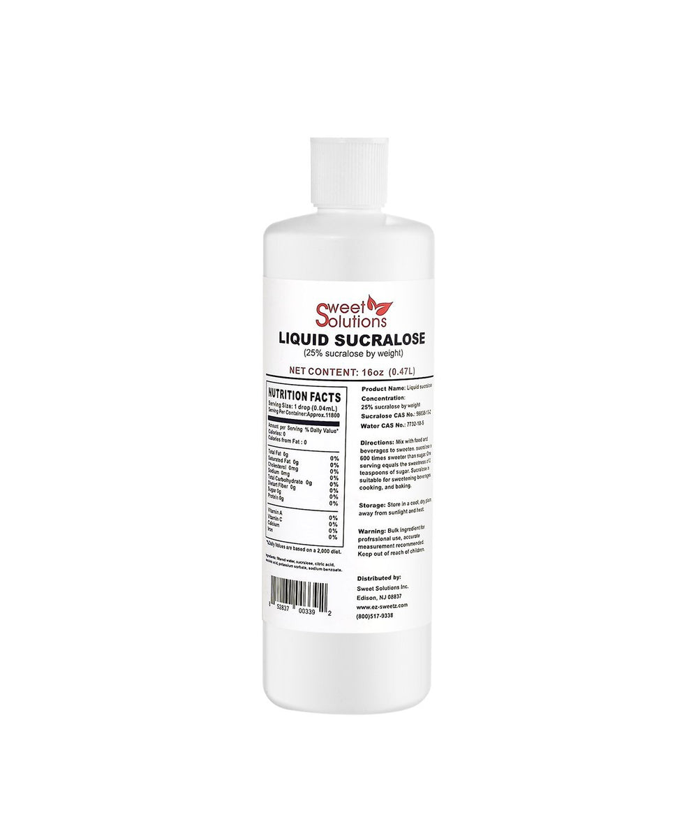 EZ-Sweetz concentrated liquid sucralose bottle for precise sweetness in drinks.