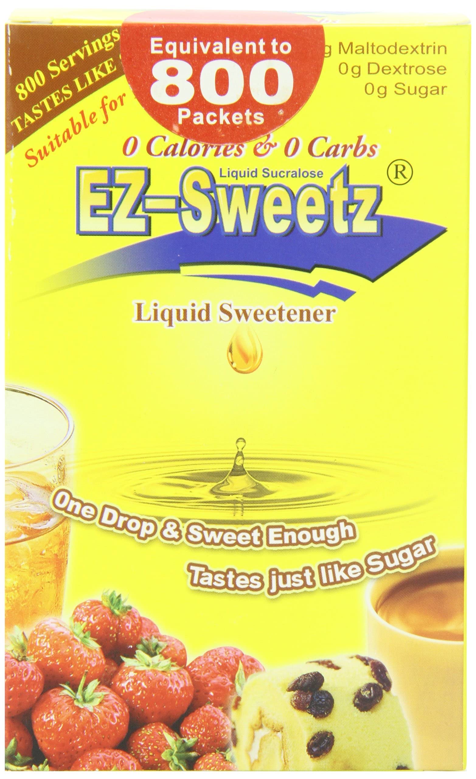 EZ-Sweetz label close-up emphasizing zero calories.