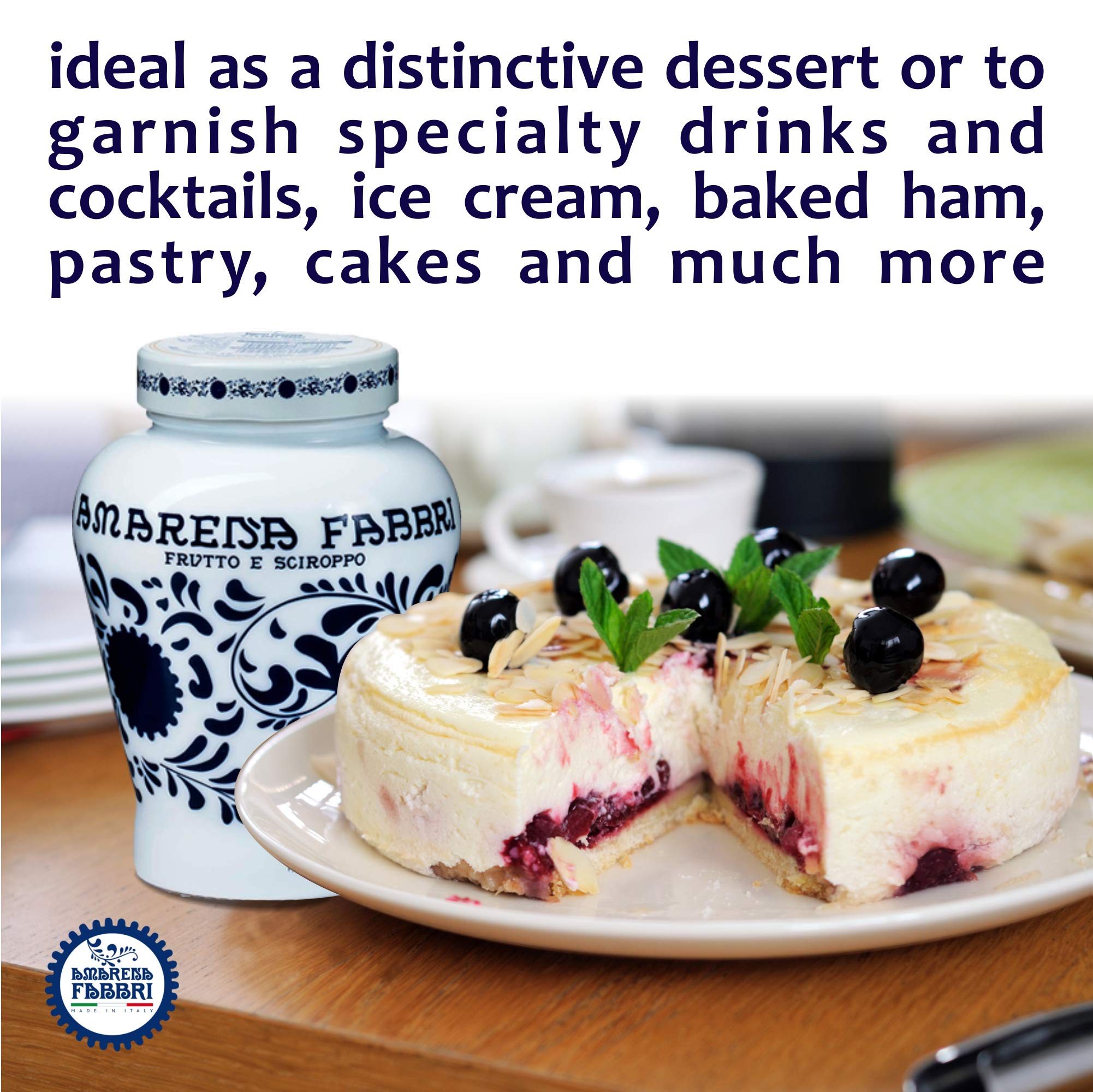 Fabbri Amarena Wild Cherries gelato topping creates glossy contrast