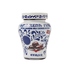 Fabbri Amarena wild cherries in syrup jar for pantry and dessert use.