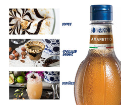 Fabbri Amaretto syrup in a glass ready for a craft cocktail.
