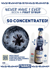 Fabbri Blueberry Syrup in a glass for cocktails.