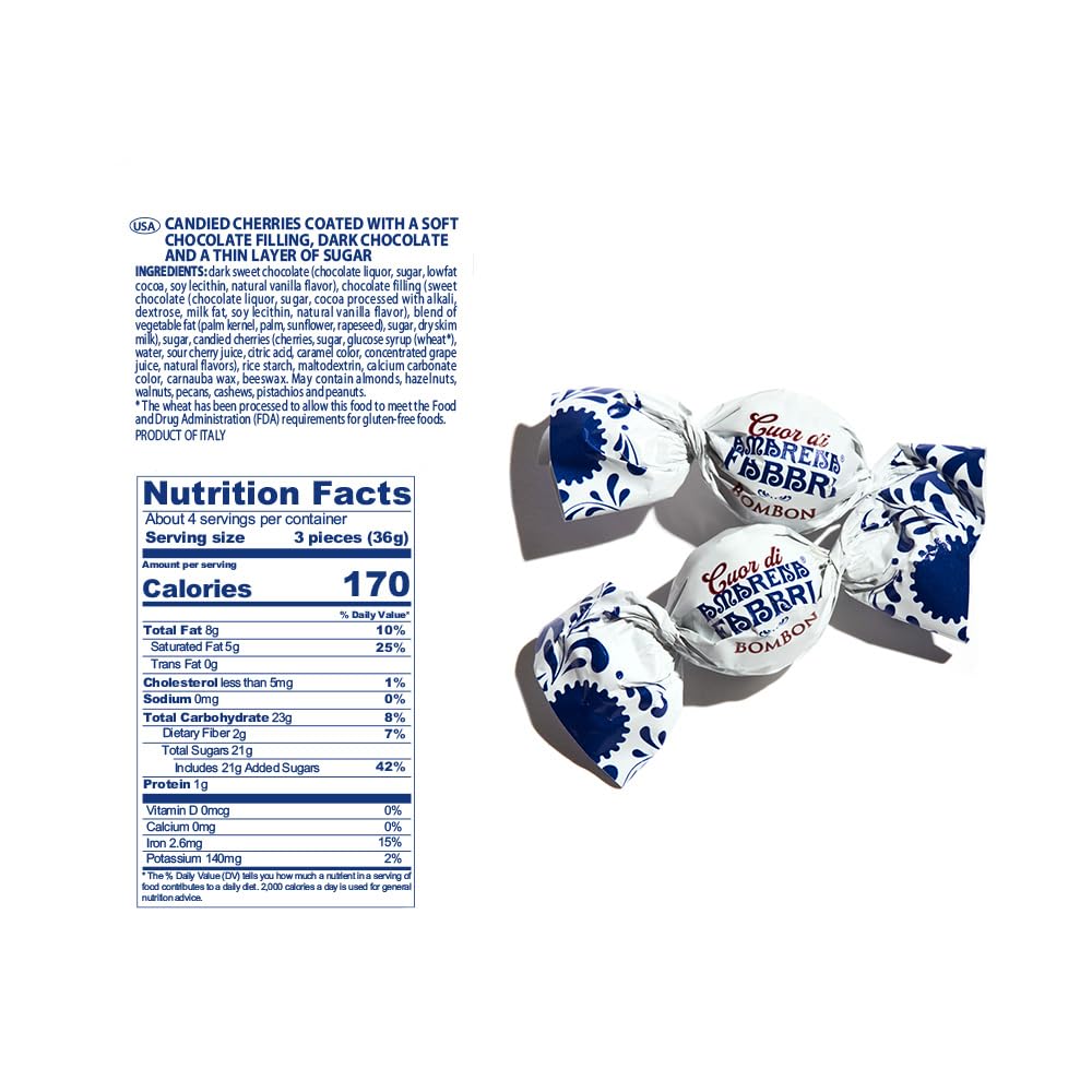 Fabbri chocolate bombons individually wrapped for freshness and on-the-go enjoying.