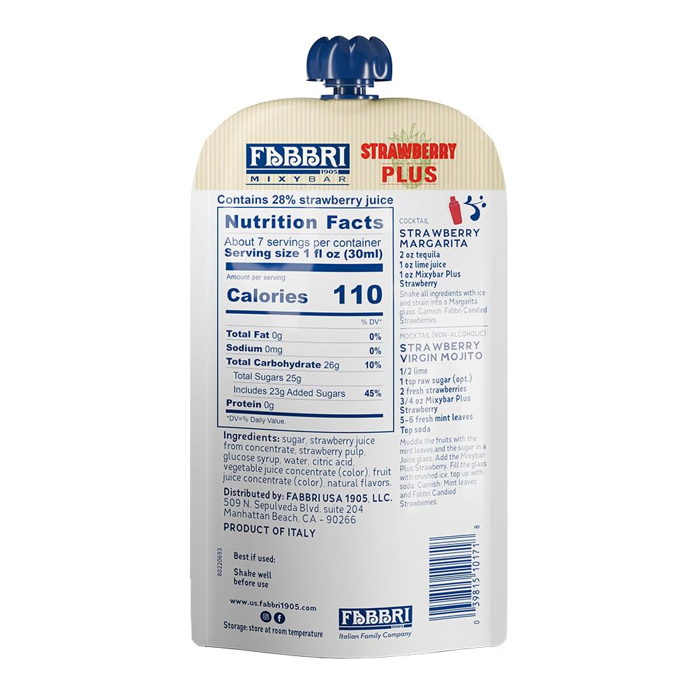 Fabbri strawberry syrup pouring into a glass adds quick flavor boost.