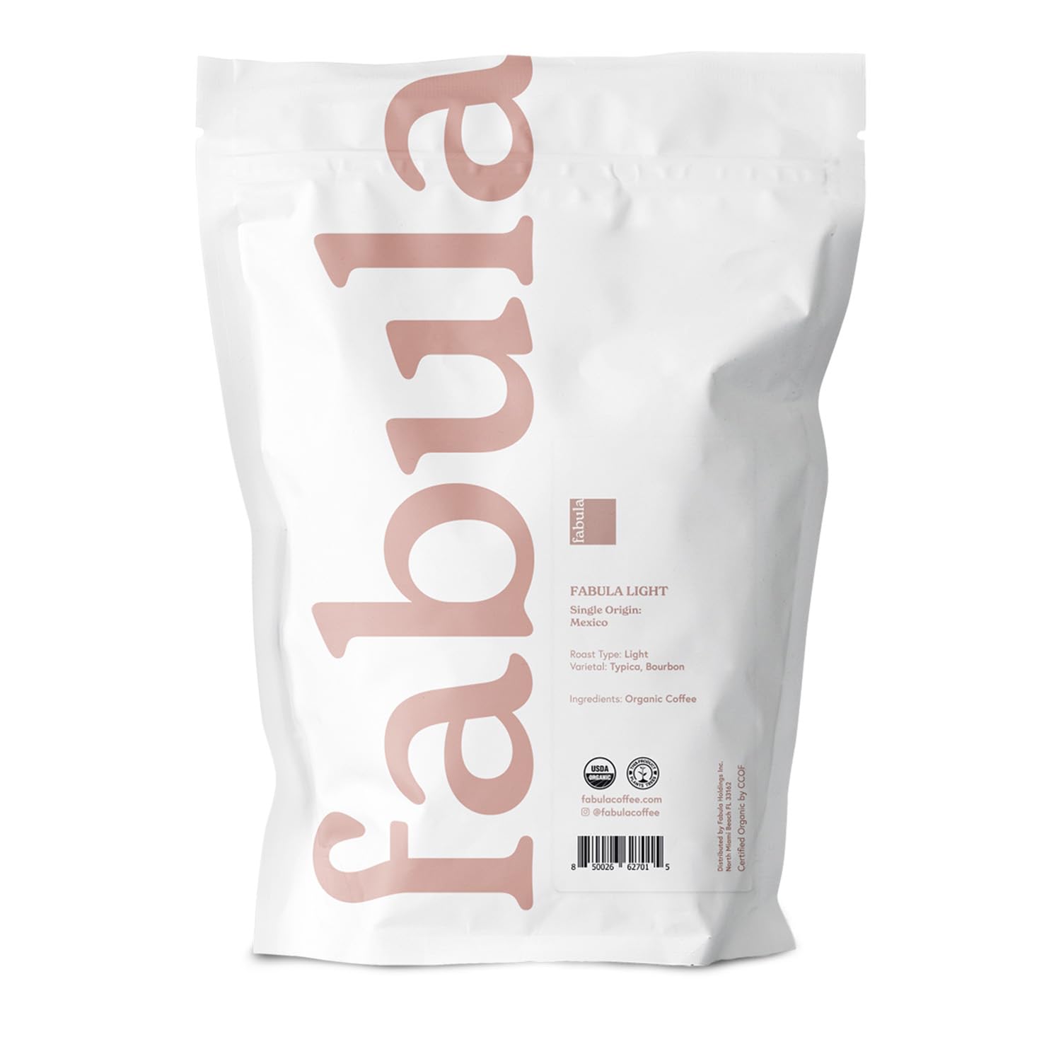 Fabula Coffee Light Roast Organic Label—trustworthy organic origin for clean flavor.