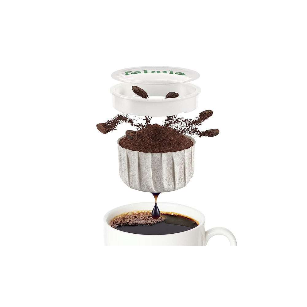 Compostable paper K-Cup pods from Fabula reduce waste.