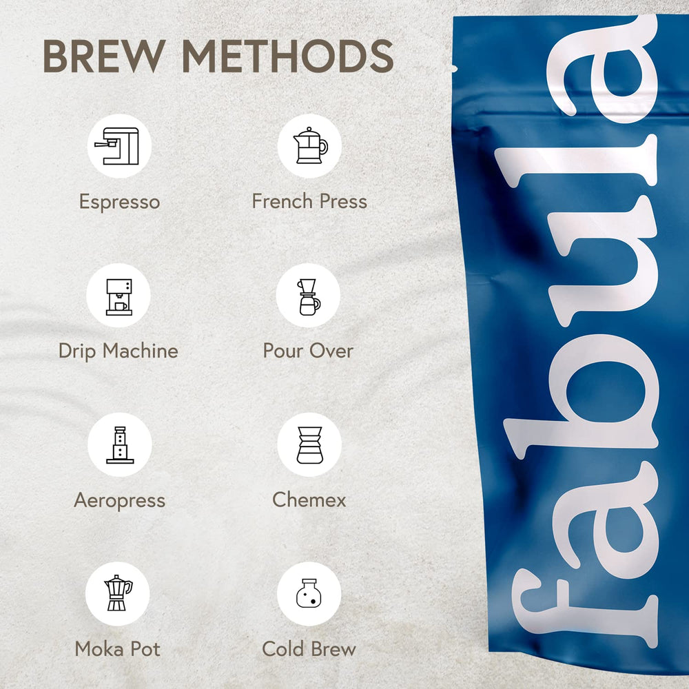 Home espresso setup using Fabula Dark Roast for bold coffee.