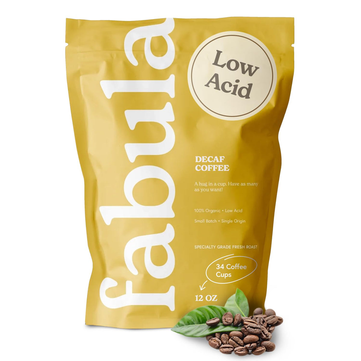 Fabula Decaf packaging close-up showing freshness and origin.
