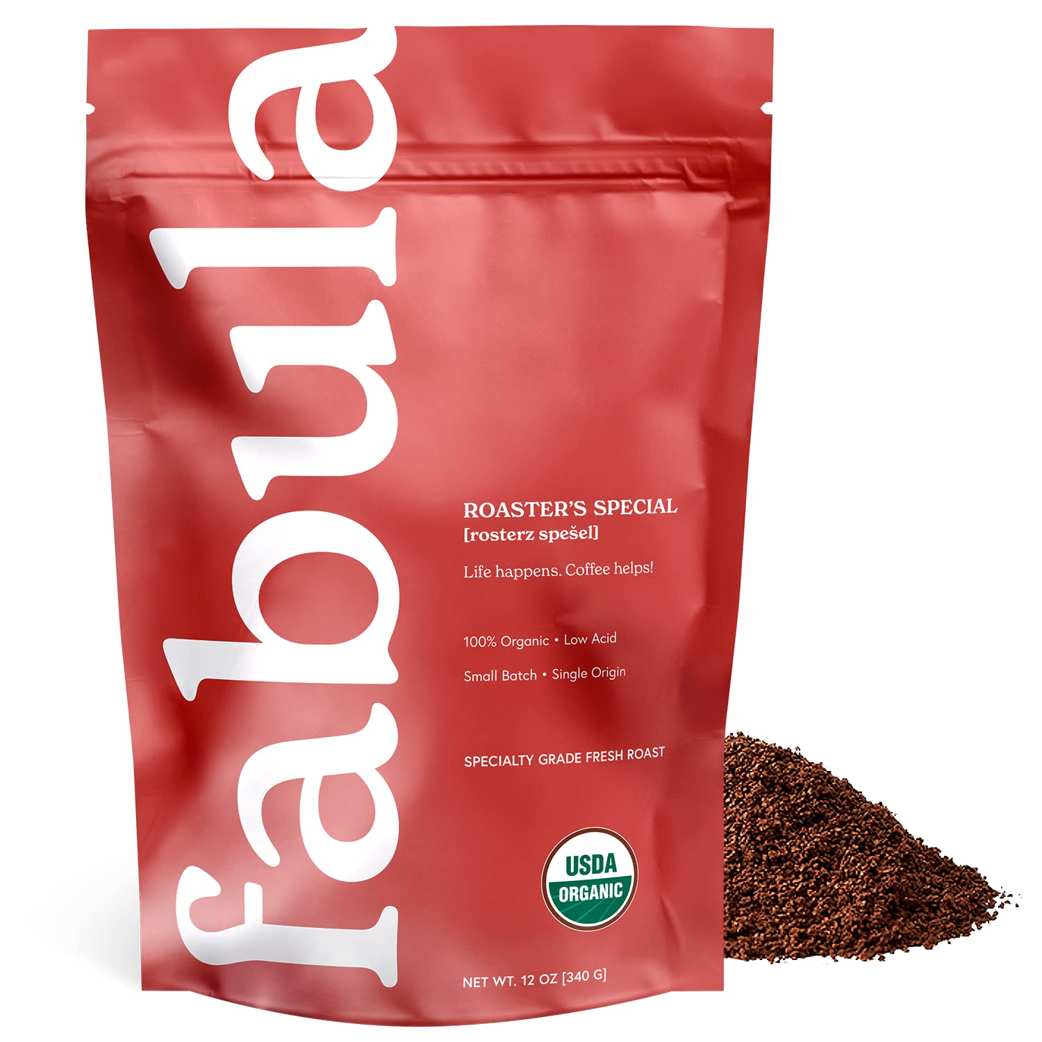 Fabula half-caff ground coffee bag with inviting aroma and smooth flavor