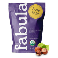 Fabula hazelnut organic coffee ground pour—smooth, low-acid brew for easy mornings