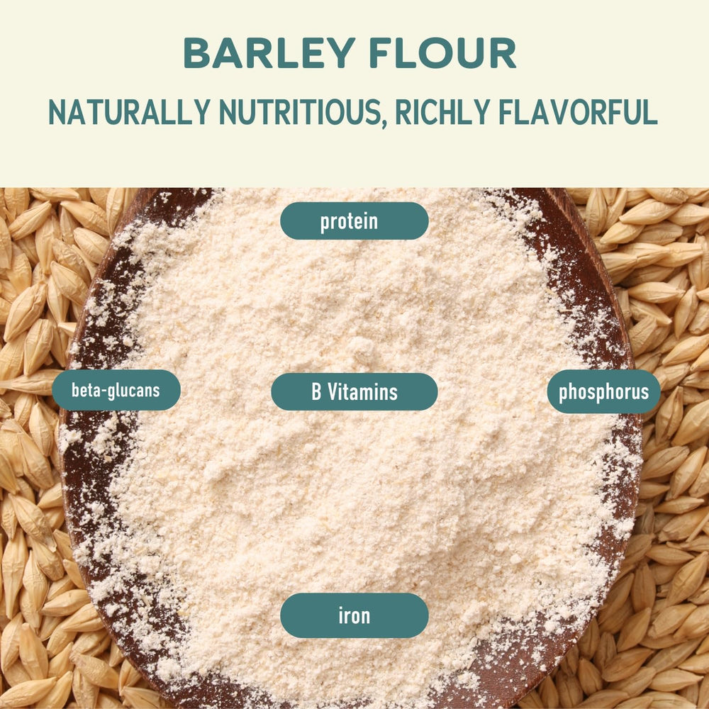 Fairhaven Mill barley flour label close-up emphasizing organic, non-GMO sourcing