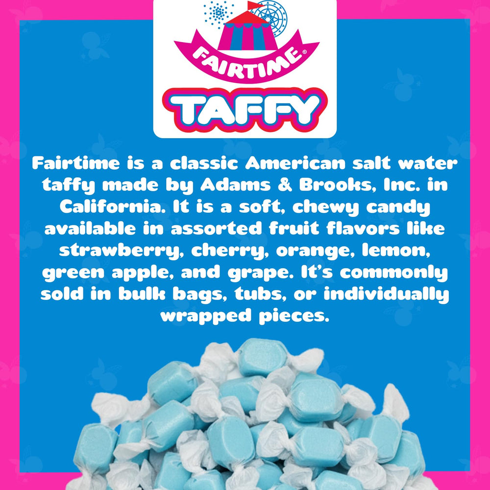 Fairtime Blue Raspberry Taffy kosher certified seal visible, reassuring guests